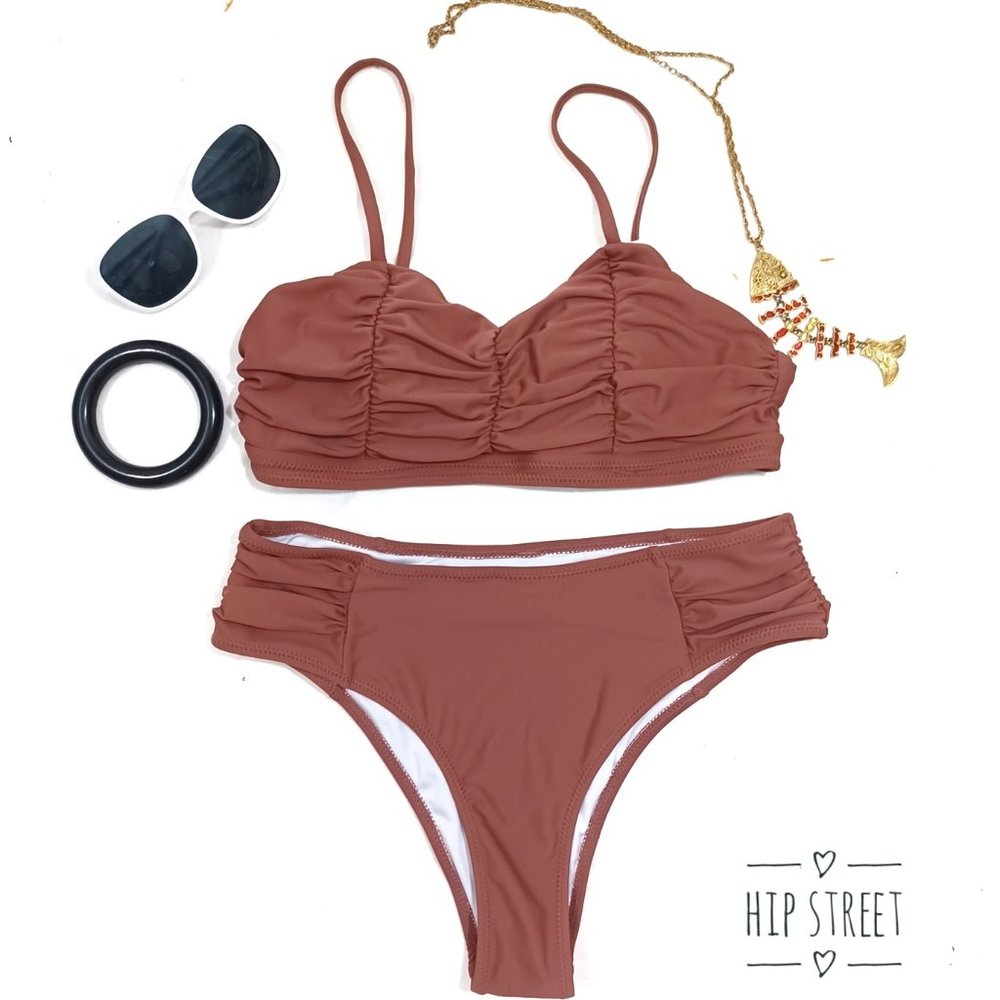 Glamour Ruche 2 Piece Bikini Swimsuit M